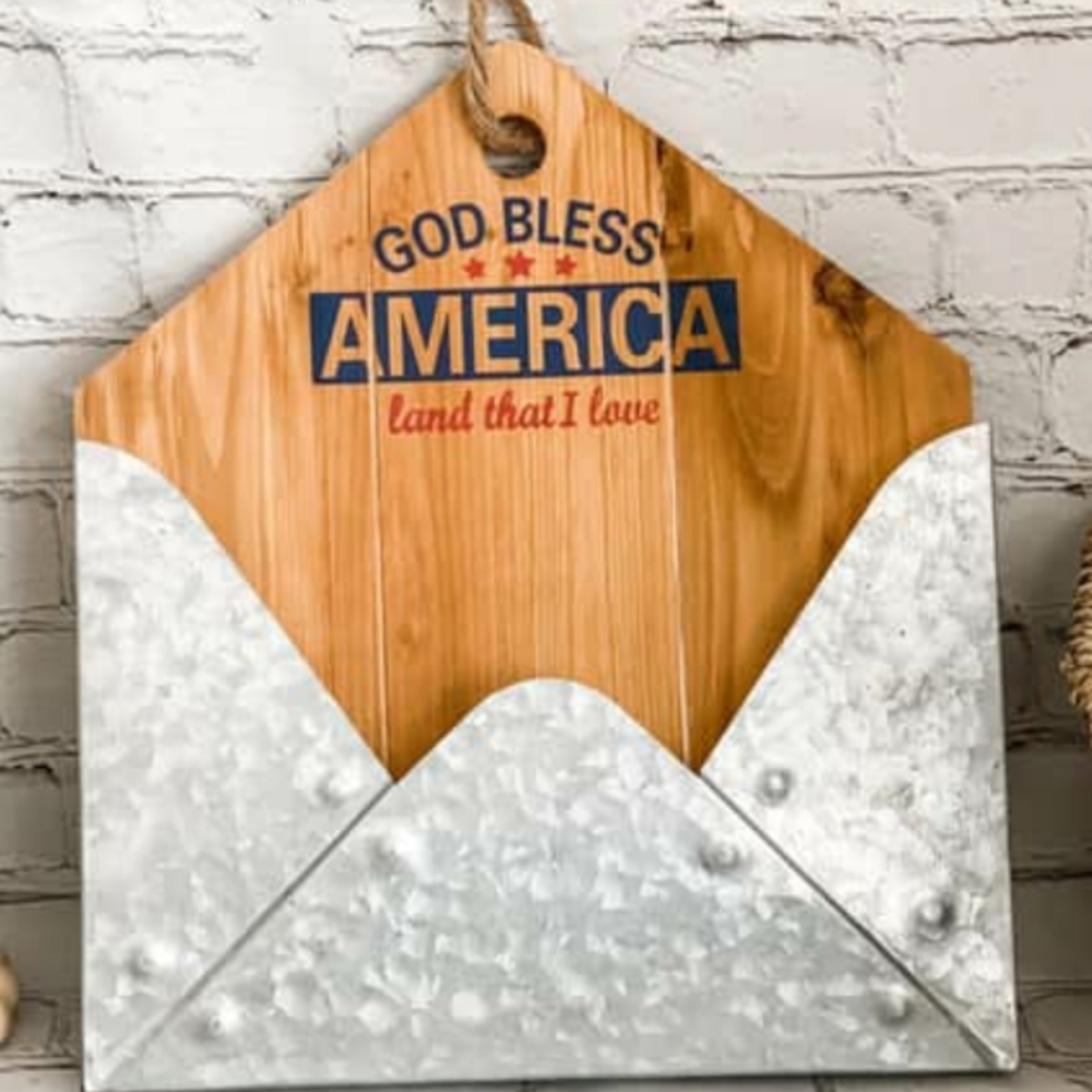 Wood and Galvanized Mail Holder